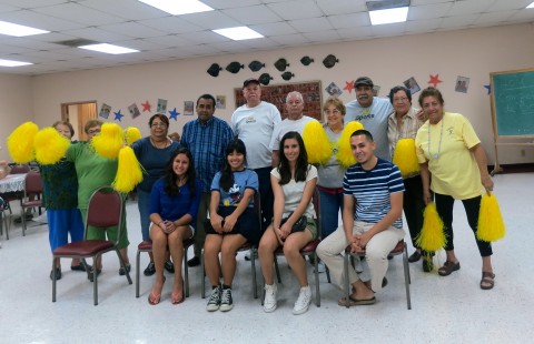 Team Coachella Unincorporated smile after losing the Wii Bowling competition to Team Seniors. The cheerleaders made a difference! Photo: BRENDA RINCON/Coachella Uninc.